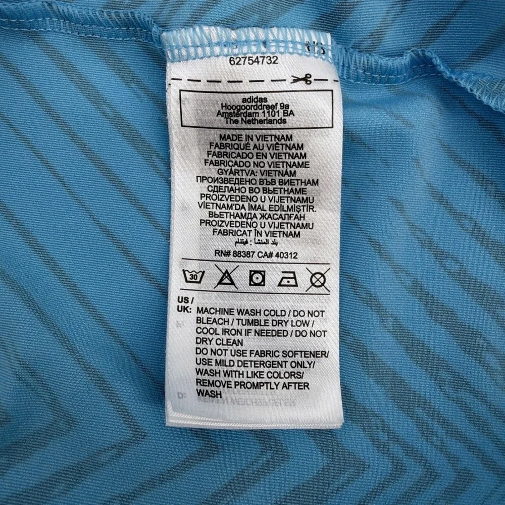 Adidas Polo Shirt Mens 2XL Blue Chevron Graphic Performance Active Golf IU4390